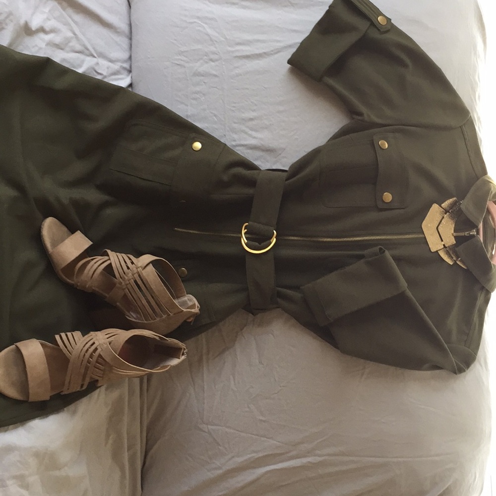 Gold and green half sleeve dress
